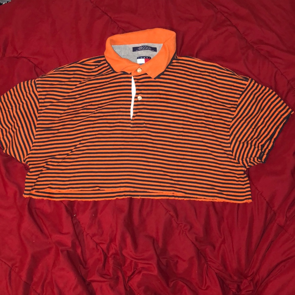 Tommy Hilfiger cropped half button collared shirt